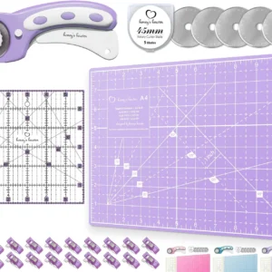 Rotary Cutter Set - 45mm Fabric Cutter, 5 Replacement Blades, A4 Cutting Mat,...