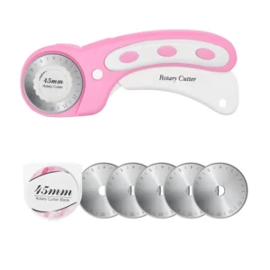 45mm Rotary Cutter with 5 Blades, Ergonomic Handle, Safety Lock for Fabric