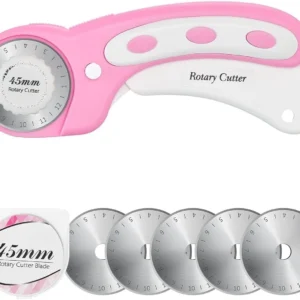 45Mm Rotary Cutter with 5Pcs Extra Blades, Ergonomic Handle Rolling Cutter with