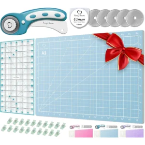 Comprehensive Rotary Cutter Set - Includes Fabric Cutter, Blades, A3 Mat & Ruler