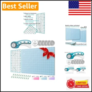 Precision Rotary Cutter Set - A3 Self-Healing Mat & Ergonomic Tools in Turquoise