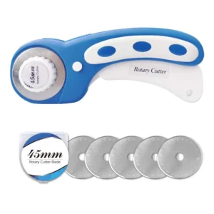 45mm Rotary Cutter with 5pcs Extra Rotary Blades, Ergonomic Rolling Cutter wi...